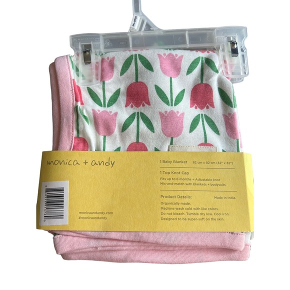 Monica + Andy Newborn Coming Home Blanket Swaddle Cuddle Flowers Hat New - Picture 2 of 5